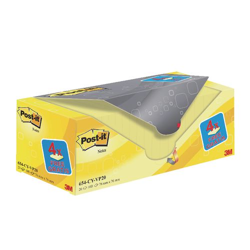 Post-it zelfklevende notes 76 x 76 mm geel 20 stuks
