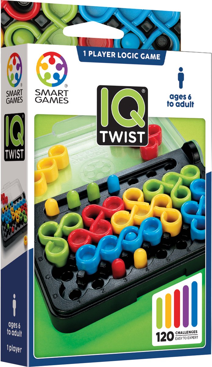 Smartgames iq twist - logisch denkspel reispuzzel - 120 opdrachten met pinnen en gaten - educatief solospel - vanaf 6 jaar