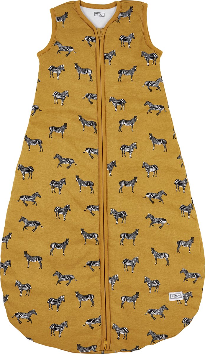 Meyco baby zebra animal baby slaapzak rond gevoerd - honey gold - 86cm - 2.5 tog