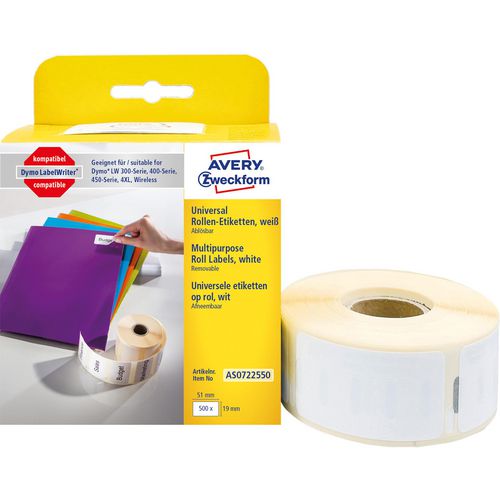 Avery zweckform multifunctionele etiketten as0722550 herpositioneerbaar wit