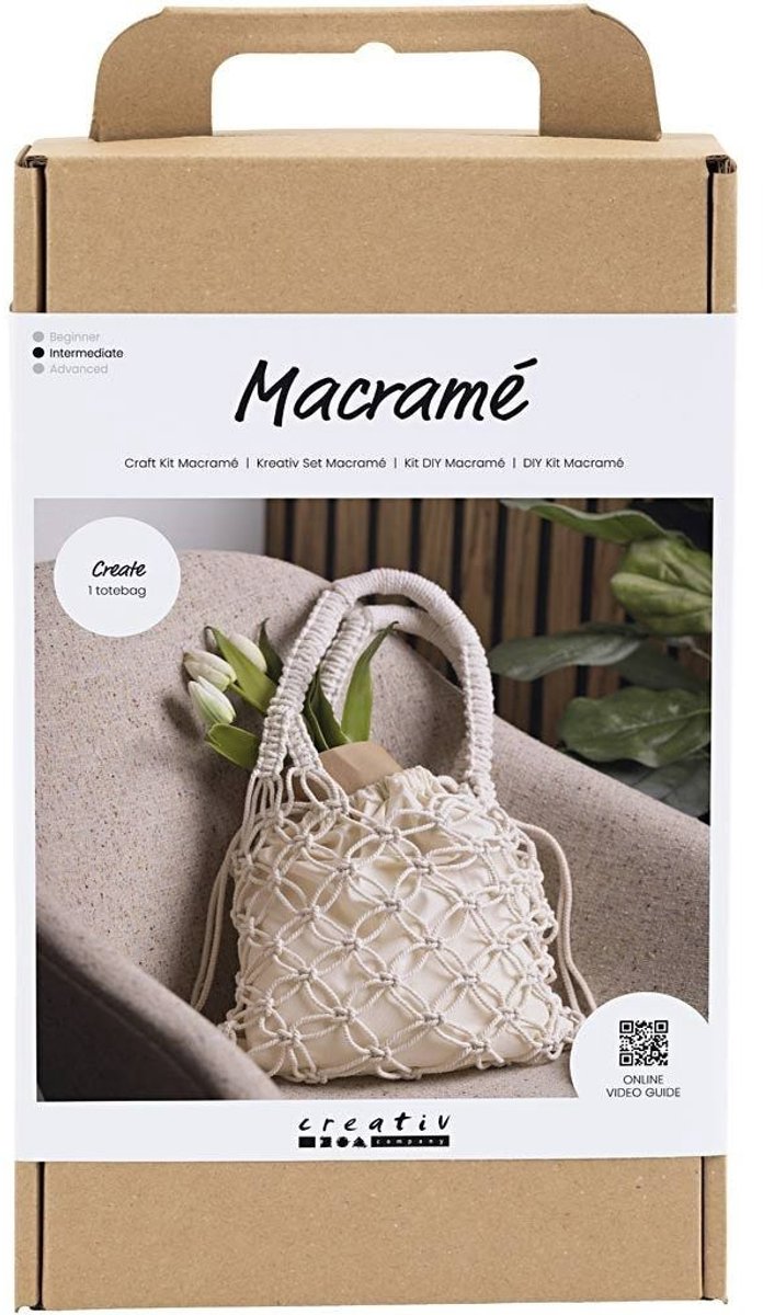 Creativ company hobbyset macramé tas wit