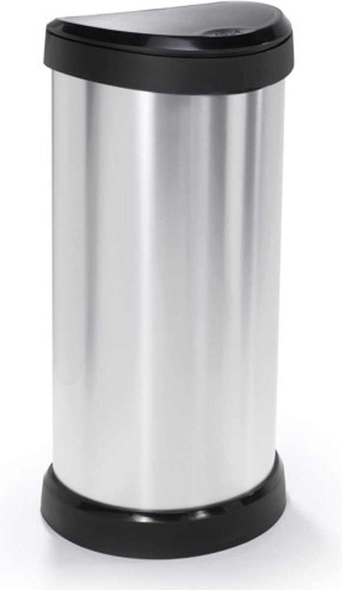 Curver decobin push prullenbak - 40 liter - metallic - recycled kunststof