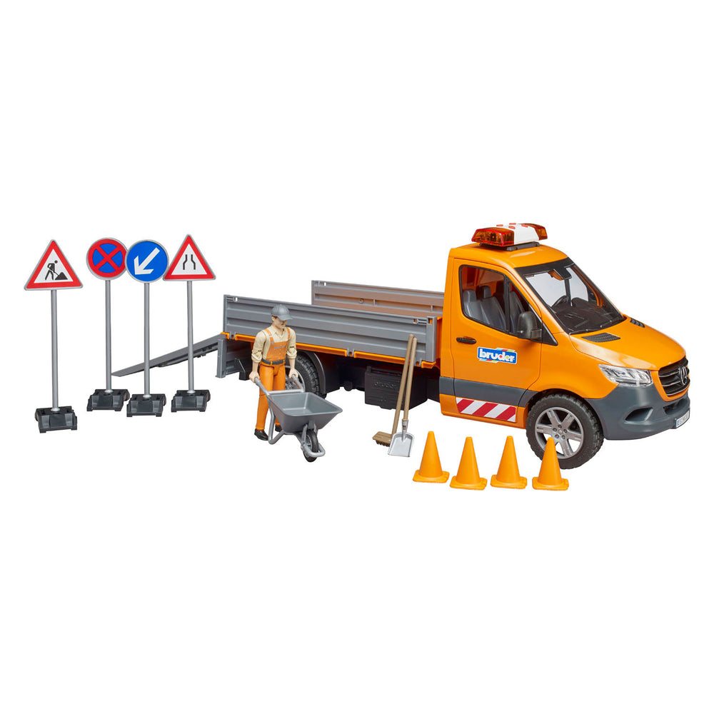 Bruder mercedes-benz sprinter wegenbouw + figuur en accessoires