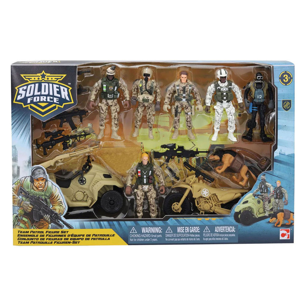 Rc soldier foe speelfiguren set 6 soldaten, hond en 2 motorfietsen