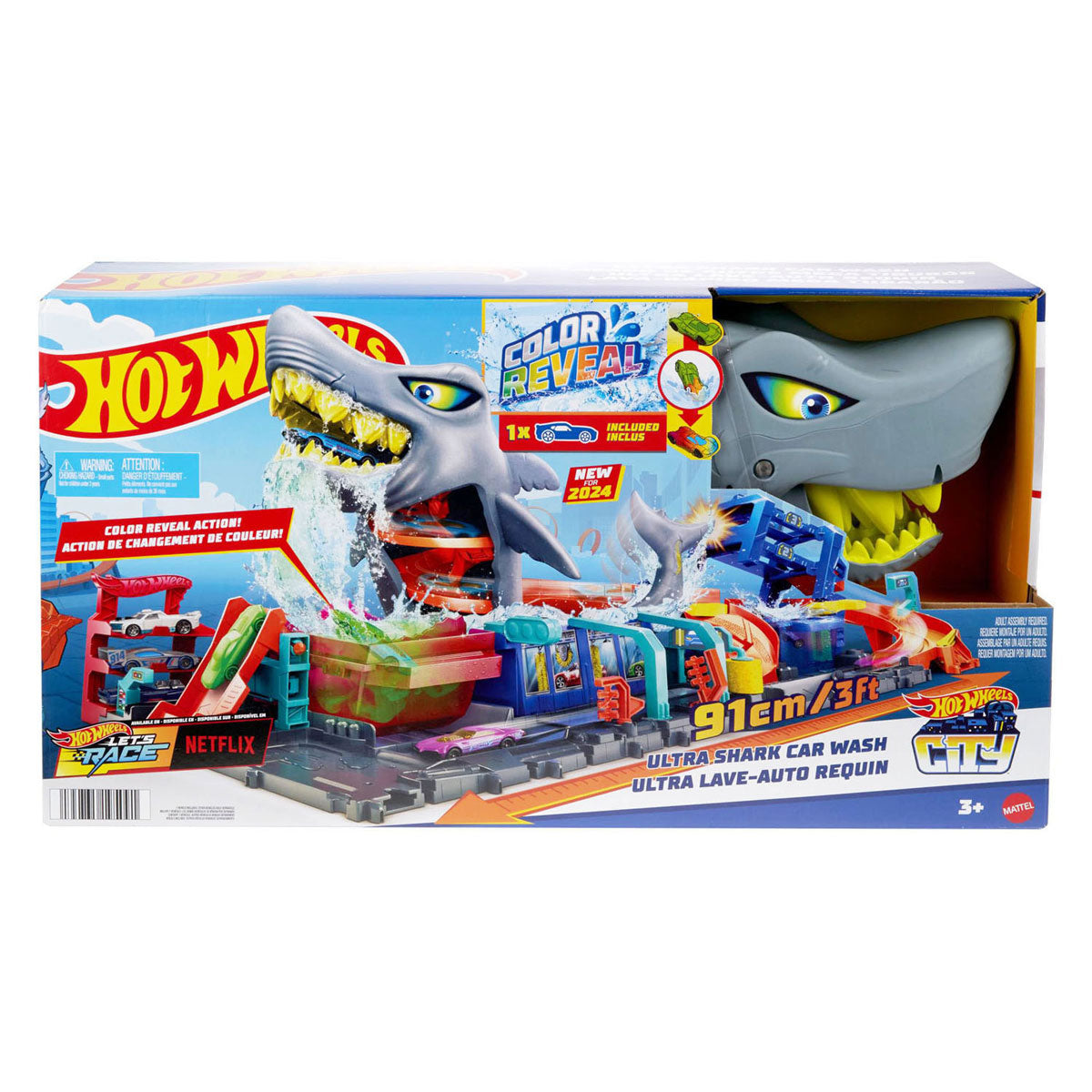 Hot wheels city haaienaanval in de autowasserette - met kleurverrassing
