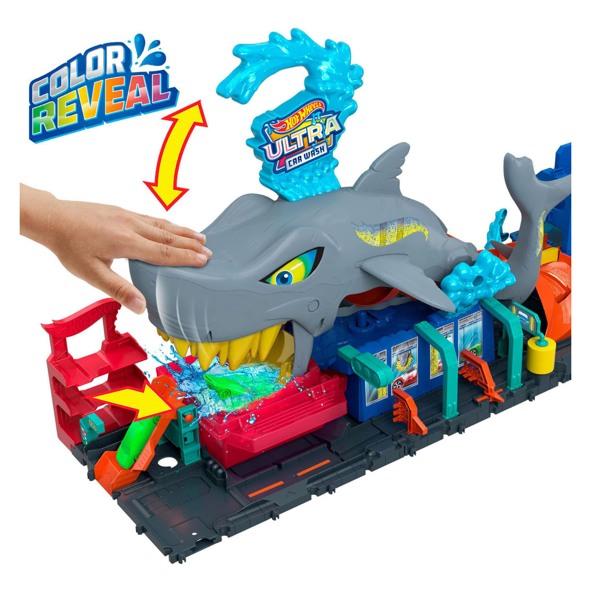 Hot wheels city haaienaanval in de autowasserette - met kleurverrassing