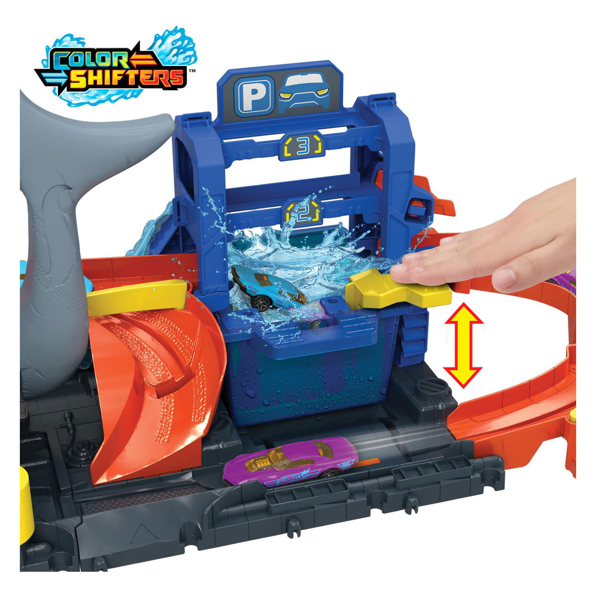 Hot wheels city haaienaanval in de autowasserette - met kleurverrassing