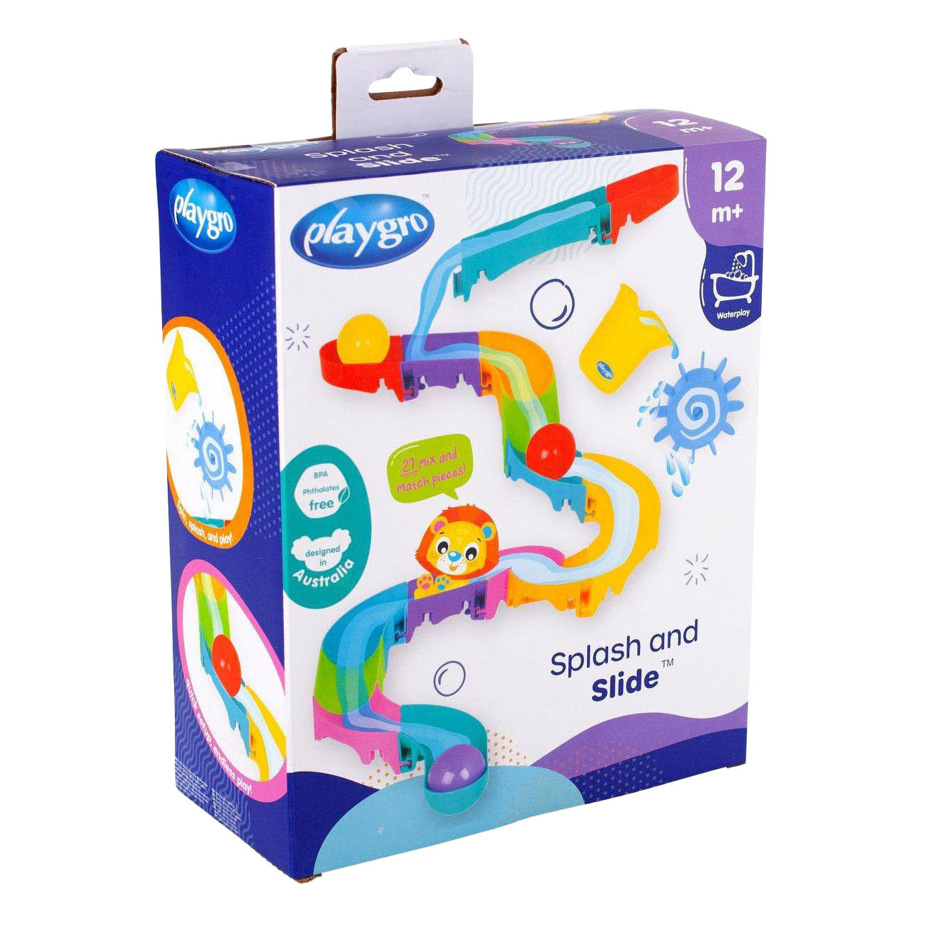 Playgro -splash and slide- waterval glijbaan - badspeelgoed - peuter speelgoed - baby badspeelgoed - speelgoed baby - speelgoed 1 jaar -badspeeltje - water knikkerbaan -waterspeelgoed baby - waterspeelgoed peuters - inclusief 3 balletjes