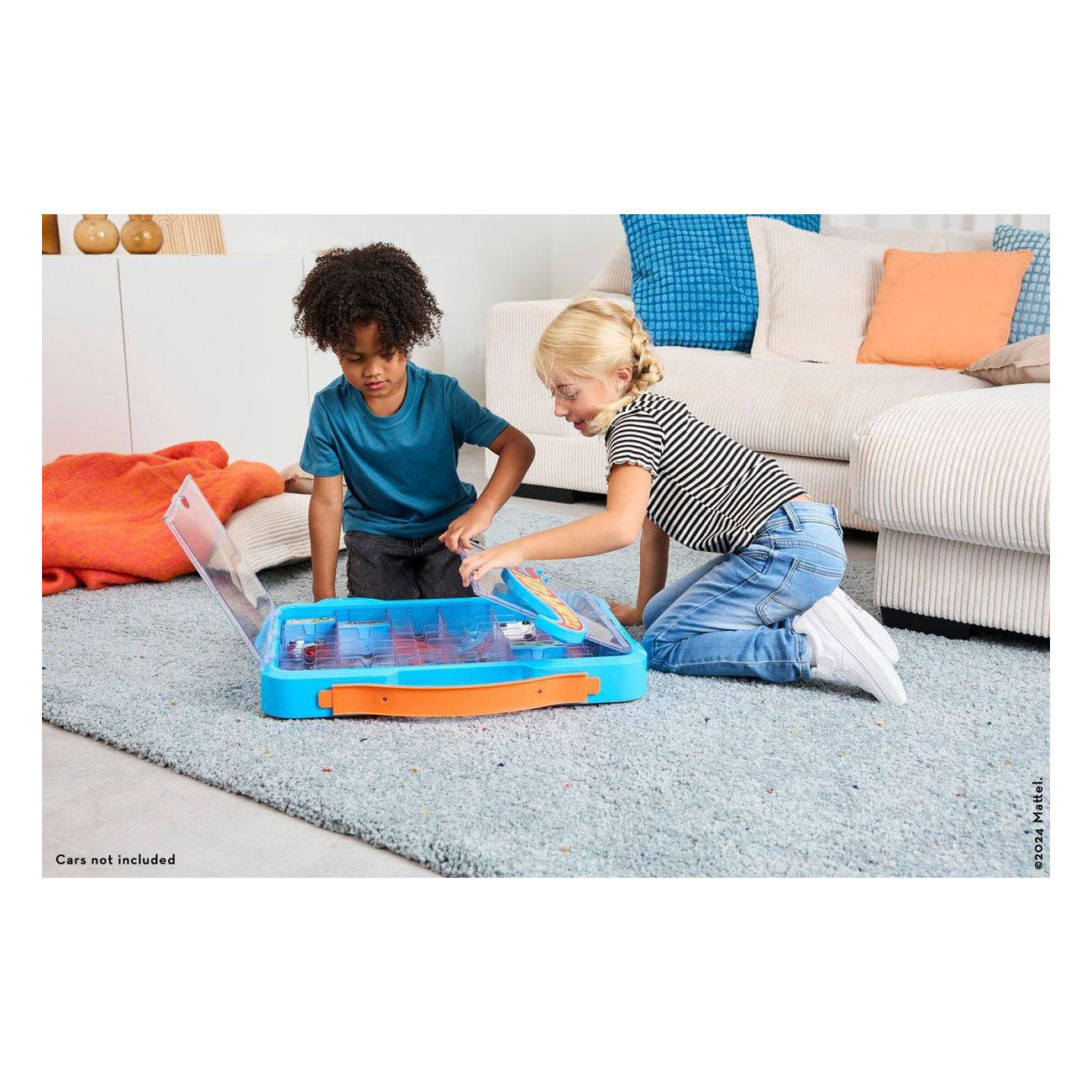 Klein toys hot wheels - verzamelkoffer - vitrine - geschikt voor 54 auto's - blauw oranje