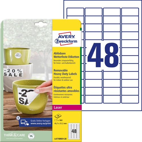 Avery multifunctionele etiketten zweckform wit