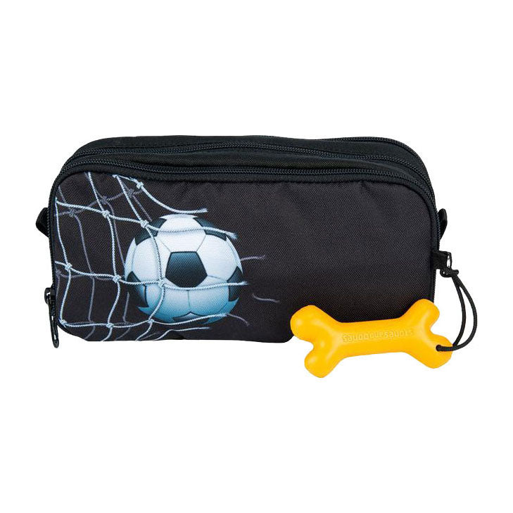 Stones and bones rowan 2.0 - etui - pennenzak voor kinderen - 3 vakken - goalgetter - zwart
