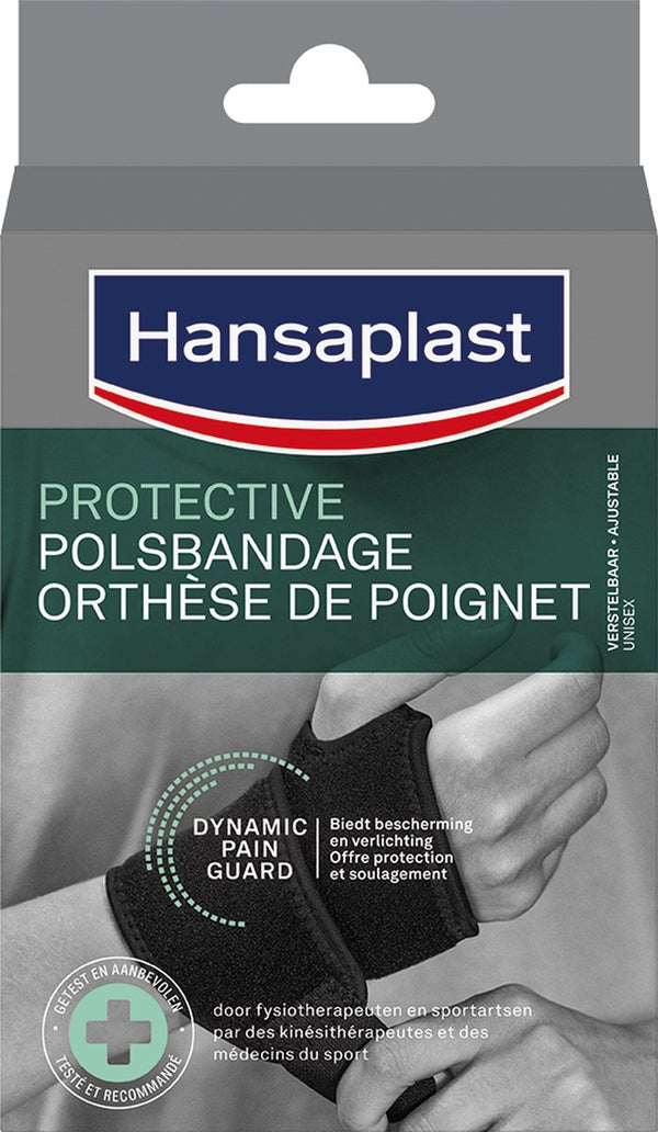 Hansaplast protective sport pols bandage - polssteun - pols brace - handbrace - verstelbaar - zwart - 1 stuk