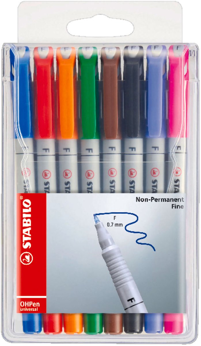 Stabilo ohpen fijn uitwisbare marker in etui - 8dlg.