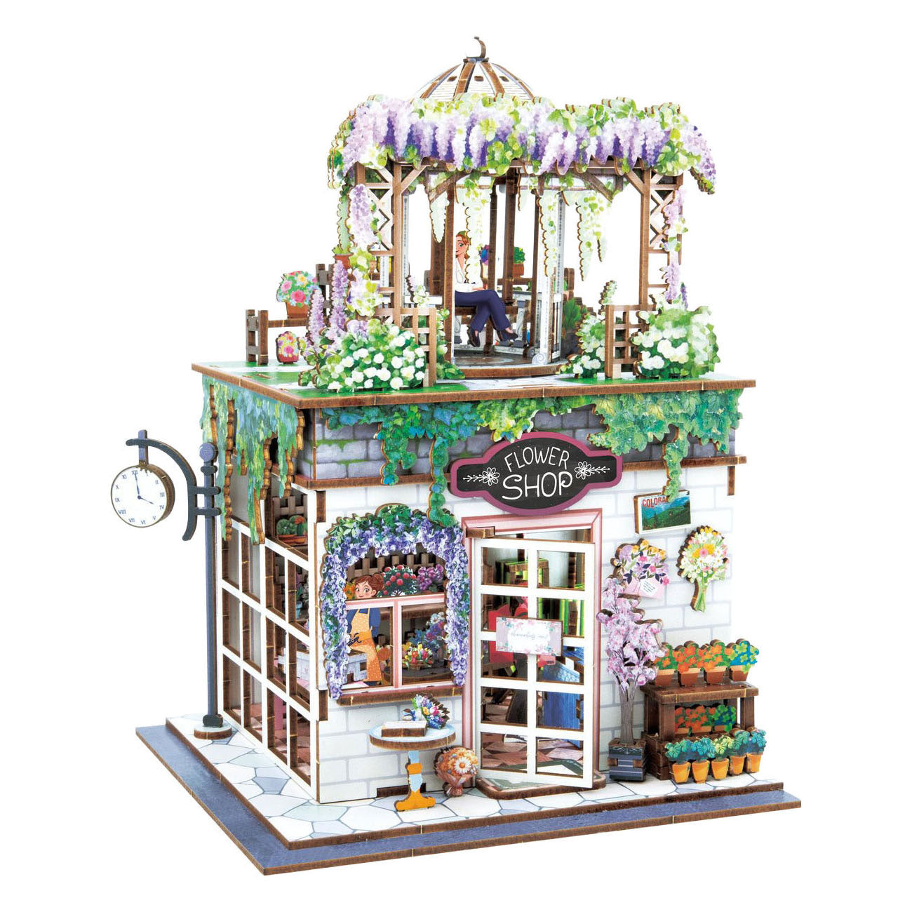 Houten bouwpakket diorama bloemenwinkel - 243dlg.