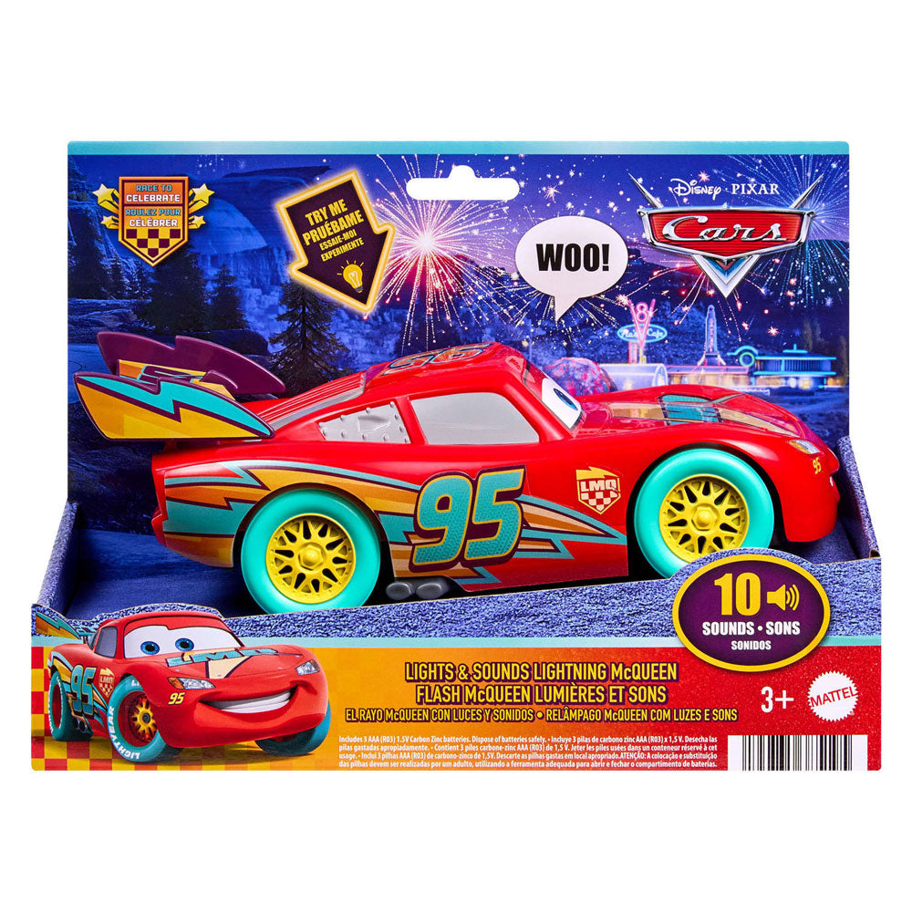 Mattel disney en pixar cars race om bliksem mcqueen te vieren - met licht en geluid