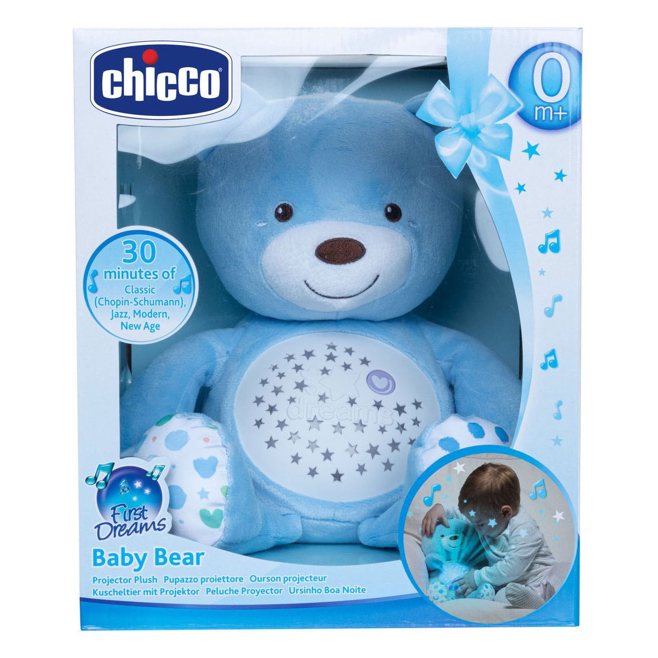 Chicco knuffel projector baby bear first dreams - blauw