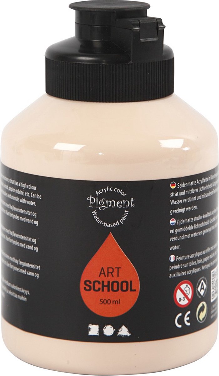 Pigment acrylverf – licht beige verf – acrylaatverf – acrylic paint – hobbyverf – sneldrogend – semi glanzend – dekkend – art school – 500 ml