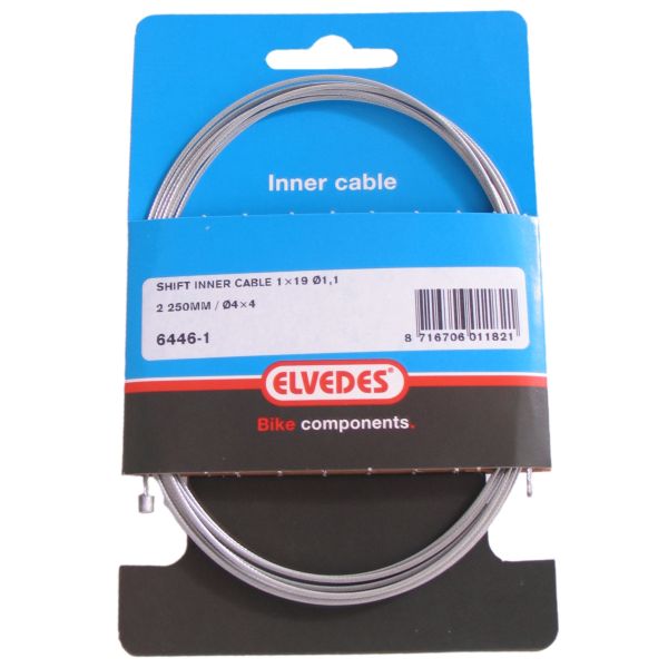 Câble intérieur de changement de vitesse Elvedes 2250mm galvanisé ø1.1mm Shimano Sram N-nipple (sur carte)