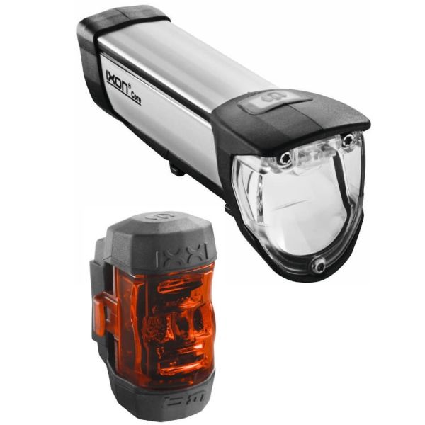 Busch müller verlichtingsset busch und müller ixon core + ixxi achterlicht usb oplaadbaar 50 lux - zwart zilver