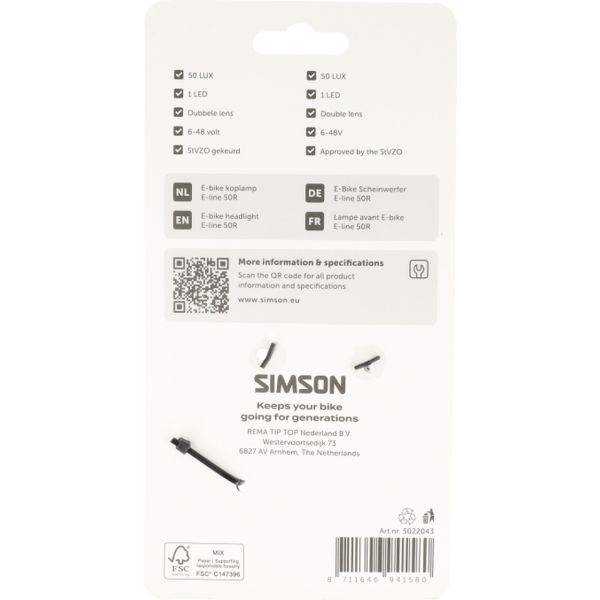 Rema tip top nederland b.v. simson koplamp aurora e-line 50r