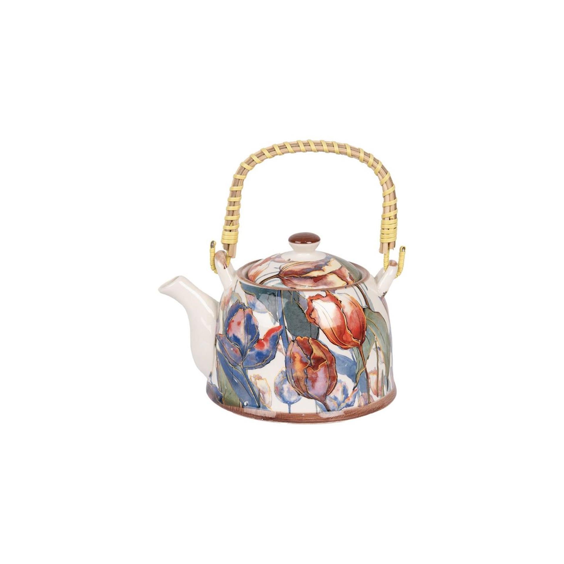Clayre eef theepot met tulpen 800ml