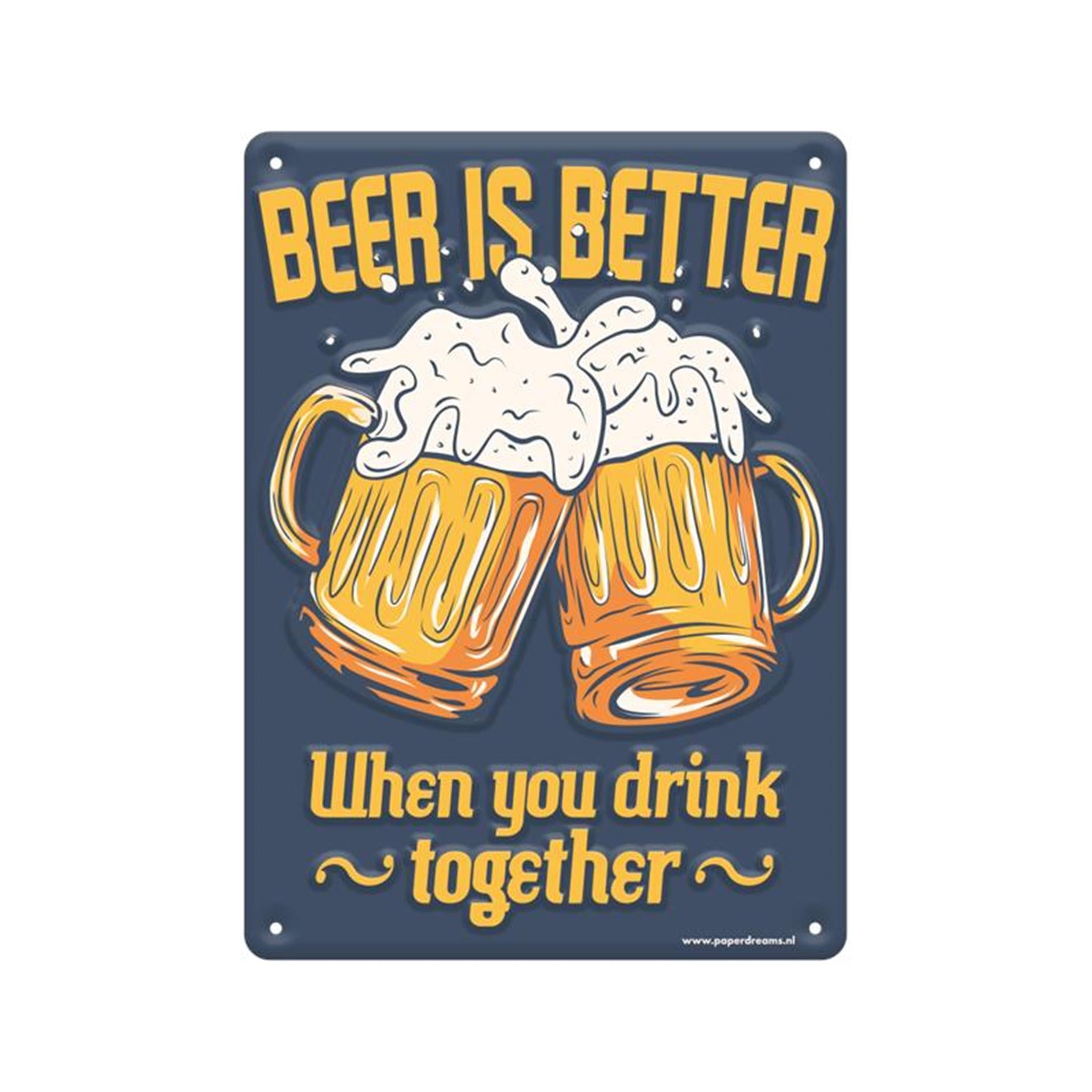 Paperdreams tekstbord metaal - beer is better