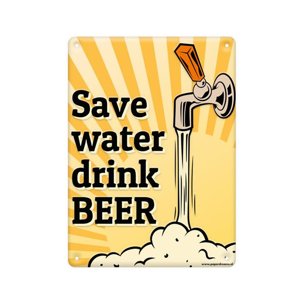 Paperdreams tekstbord metaal 22x16,5cm - save water