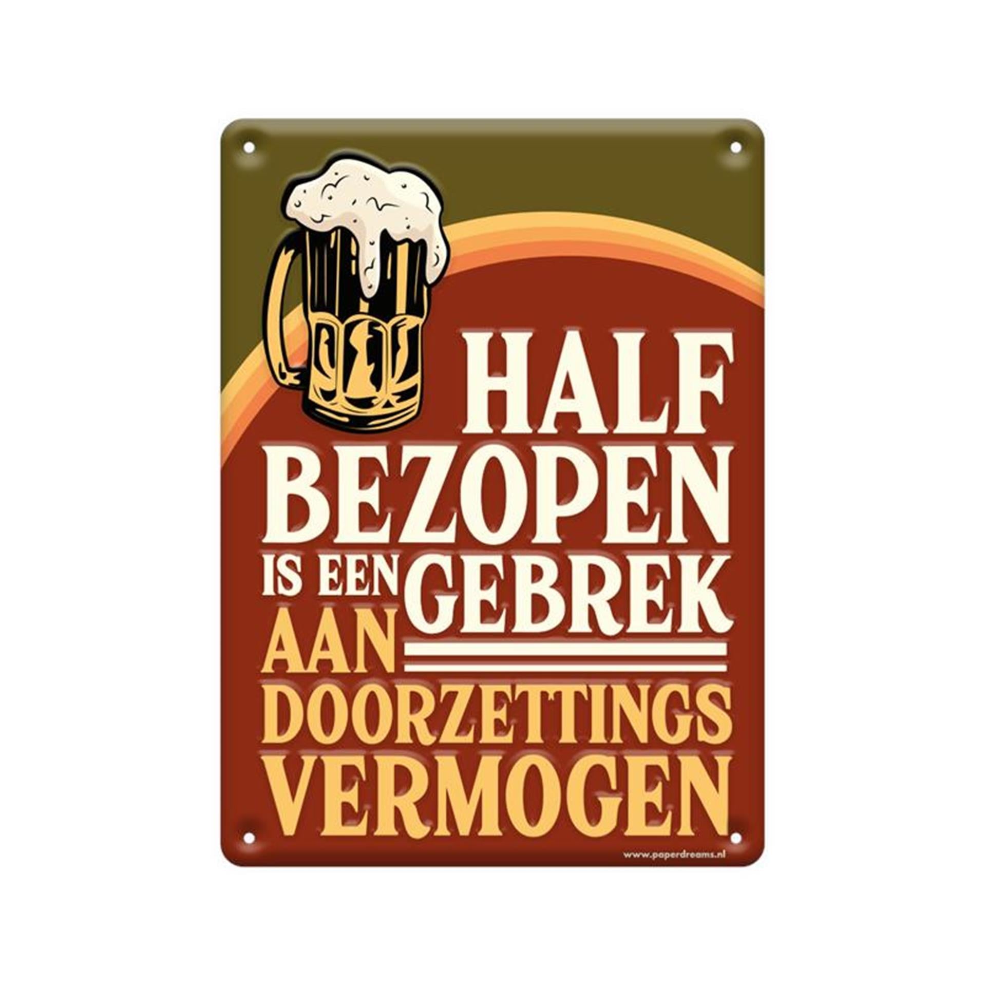Paperdreams tekstbord metaal - half bezopen