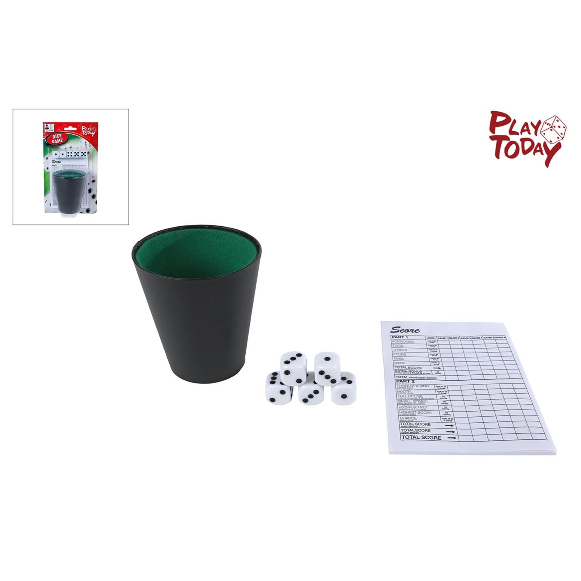 Play today dobbelspel met beker en 5 dobbelstenen