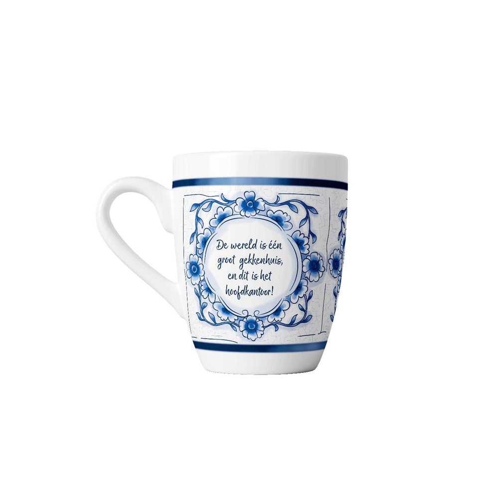 Paperdreams delfts blauwe mok - gekkenhuis - keramiek 440ml
