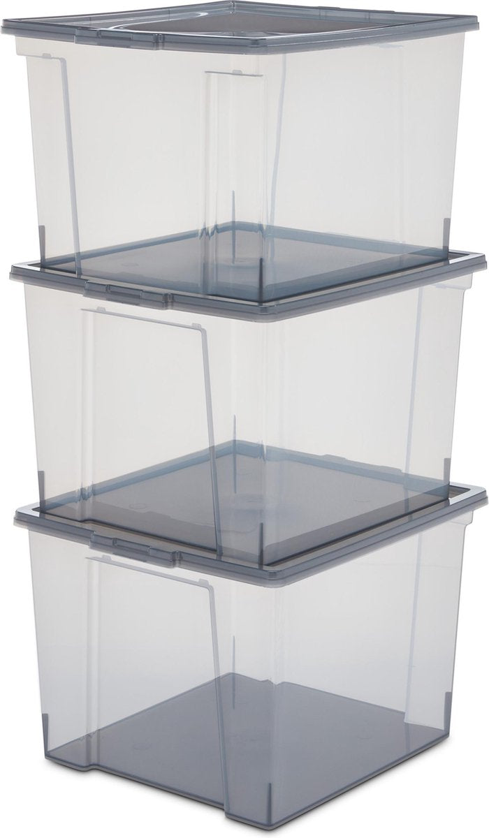 Iris useful storage opbergbox - 30l - kunststof - grijs - set van 3
