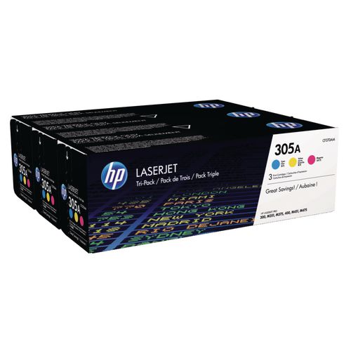 Tonercartridge hp cf370am 305a cyaan magenta geel
