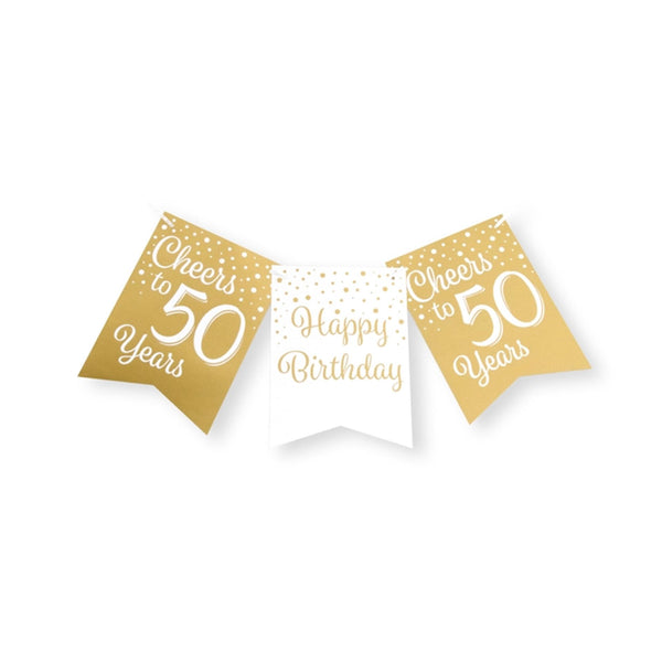 Paperdreams vlaggetjesslinger goud wit - 50