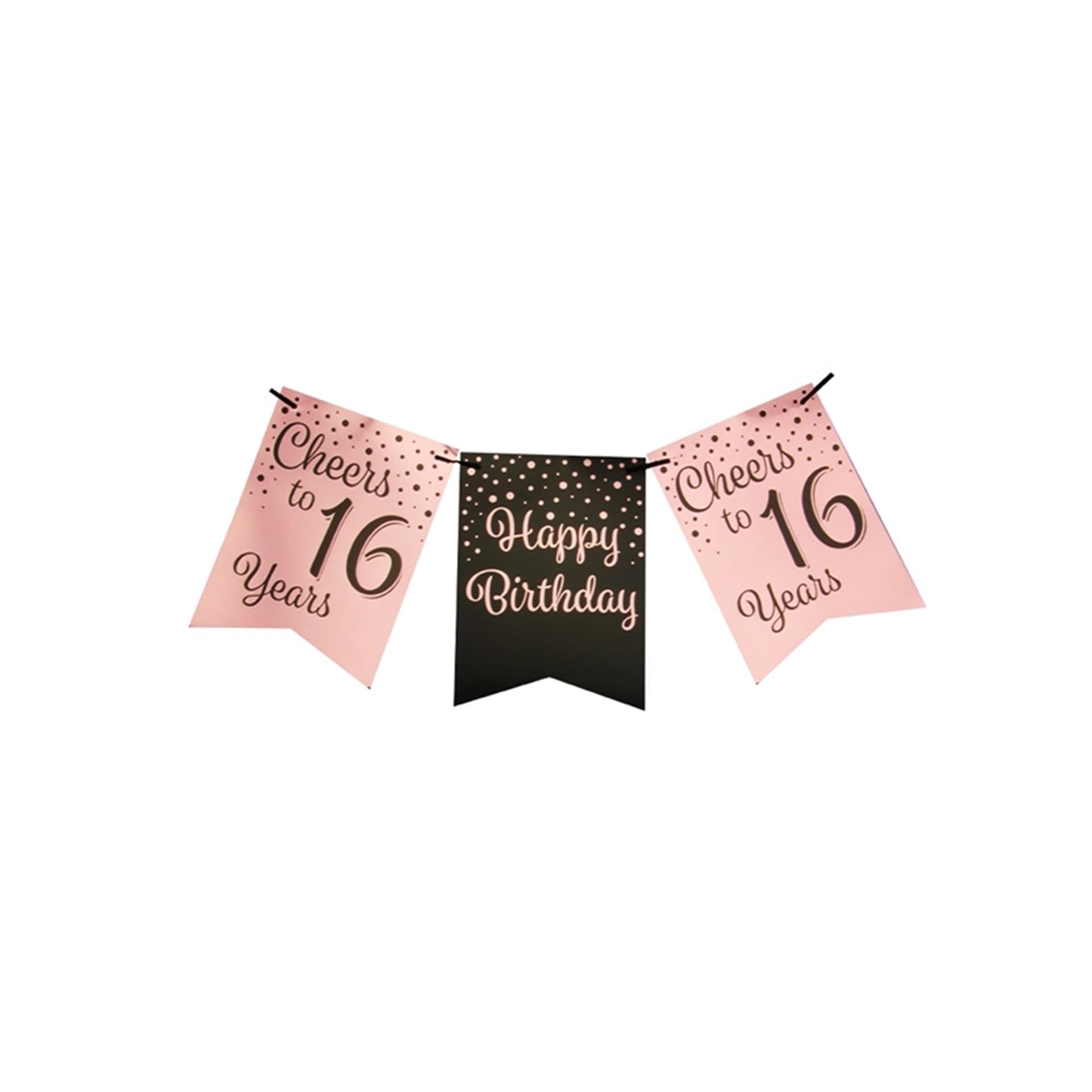 Paperdreams vlaggetjesslinger roze zwart - 16