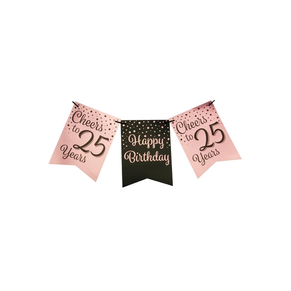 Paperdreams vlaggetjesslinger roze zwart - 25