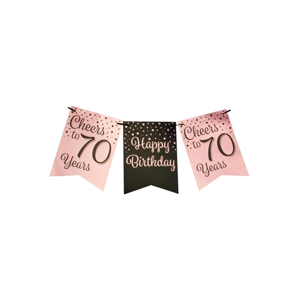 Paperdreams vlaggetjesslinger roze zwart - 70