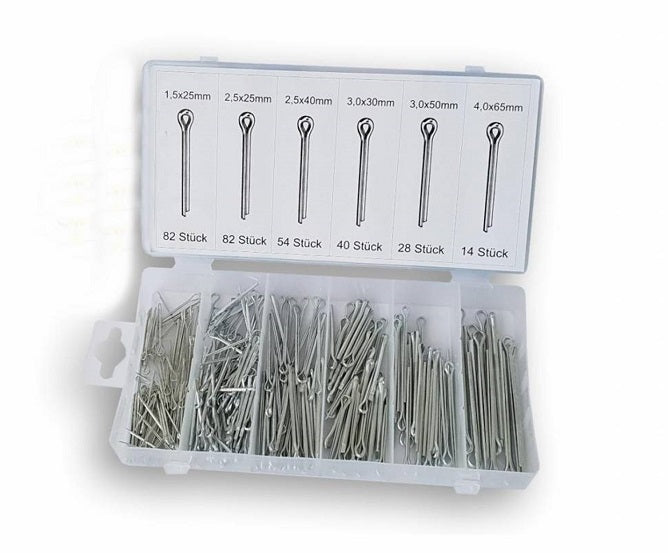 Splitpen assortiment, 300 stuks in opbergdoos.