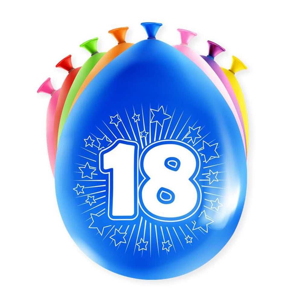 Paperdreams cijfer ballonnen - 18 jaar 8 stuks 30cm