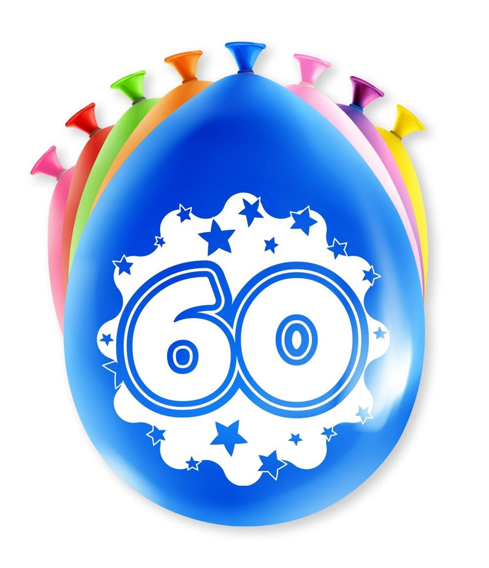 Paperdreams cijfer ballonnen - 60 jaar 8 stuks 30cm