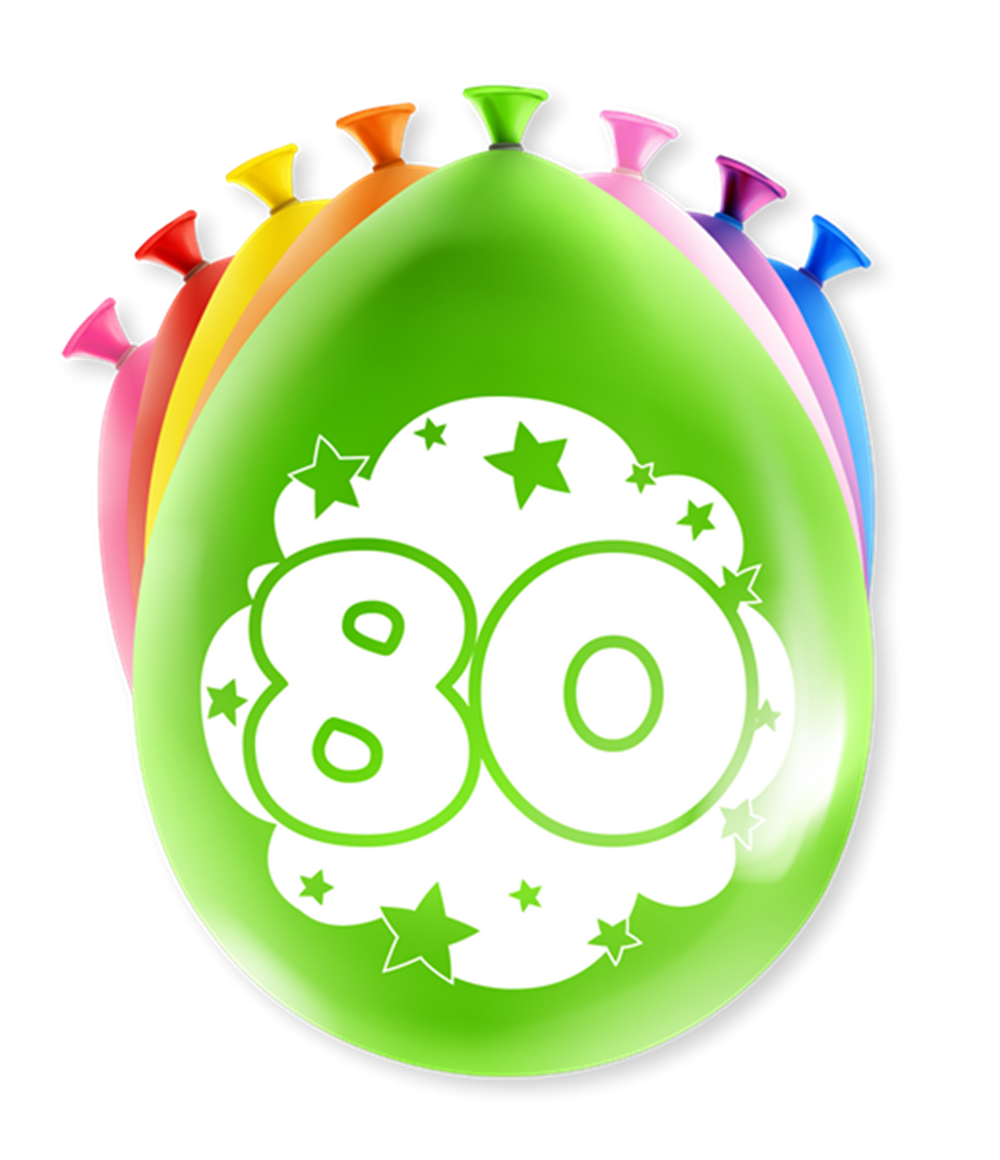 Paperdreams cijfer ballonnen - 80 jaar 8 stuks 30cm