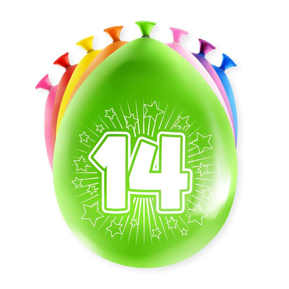 Paperdreams happy party ballon - 14 jaar 8 stuks