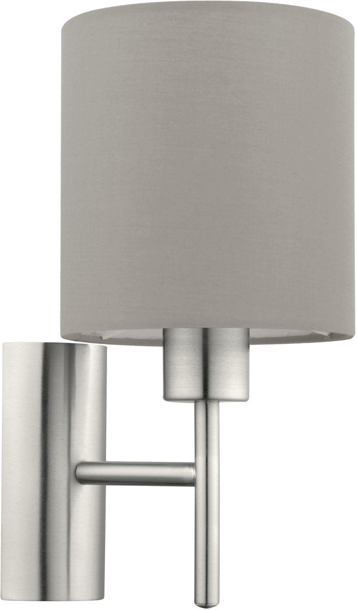 Eglo pasteri wandlamp - 1 lichts - 30.5 cm - stof - grijs, wit