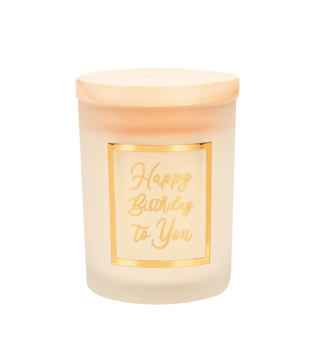 Paperdreams geurkaars klein goud wit - happy birthday