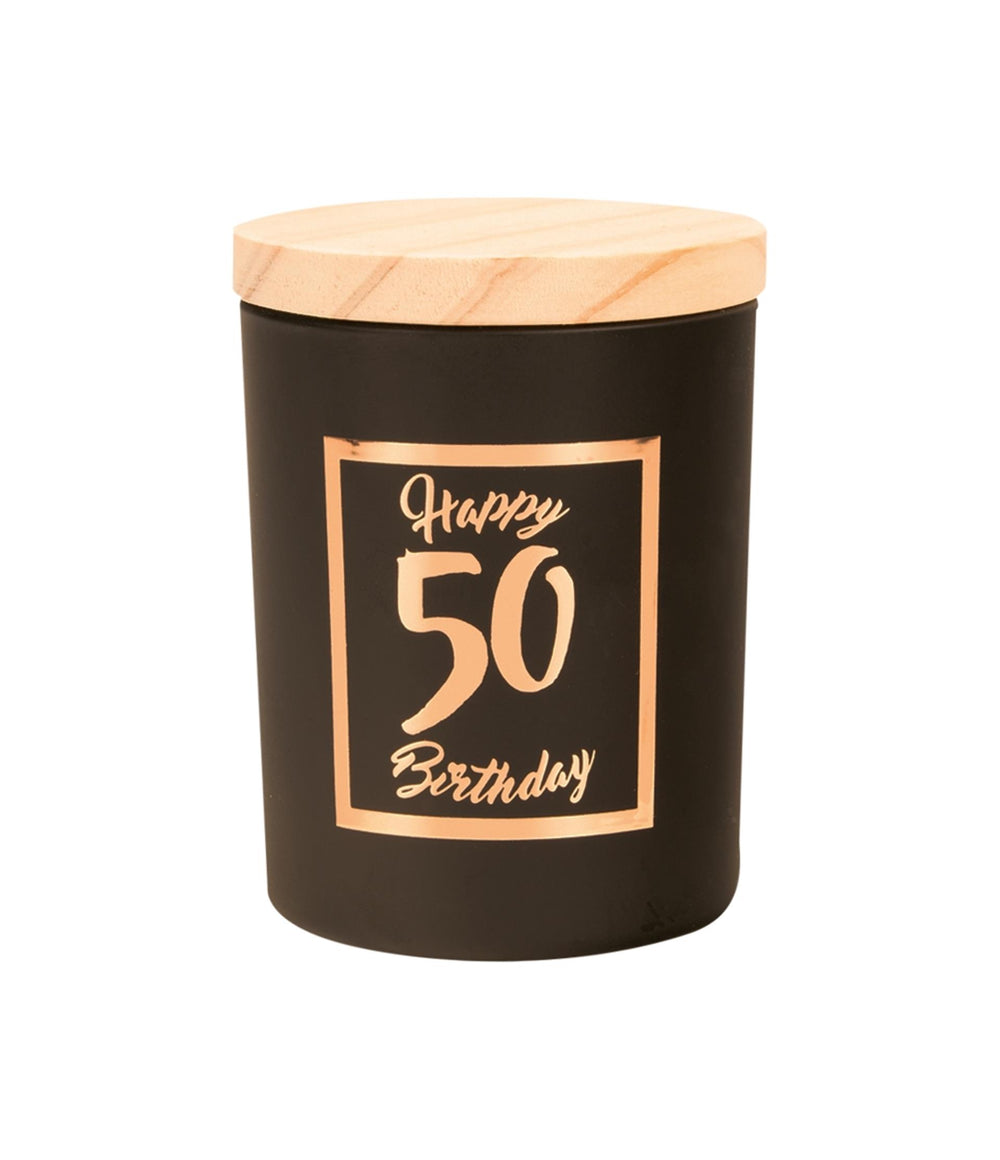 Paperdreams geurkaars klein roze zwart - 50 jaar