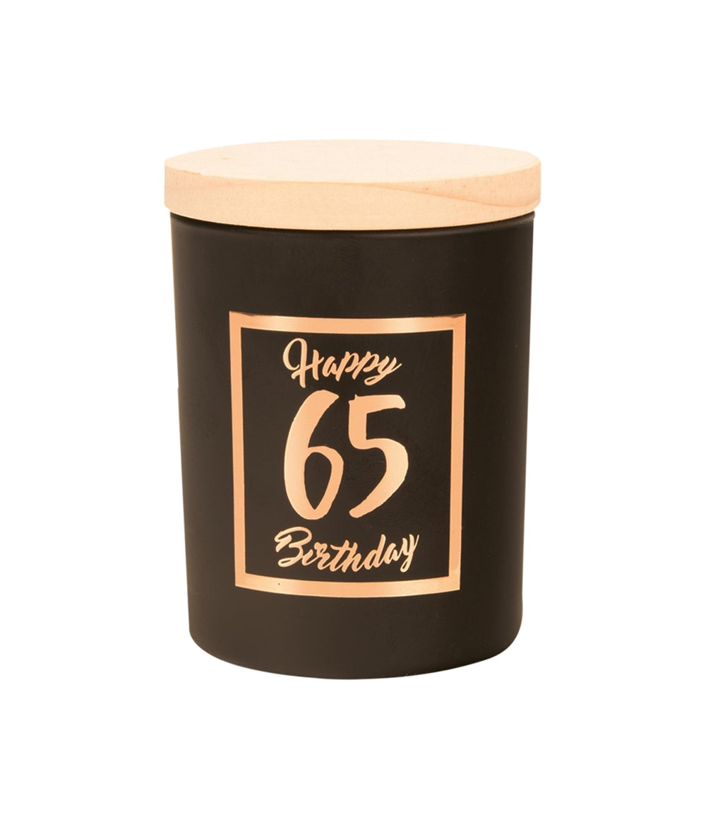 Paperdreams geurkaars klein roze zwart - 65 jaar