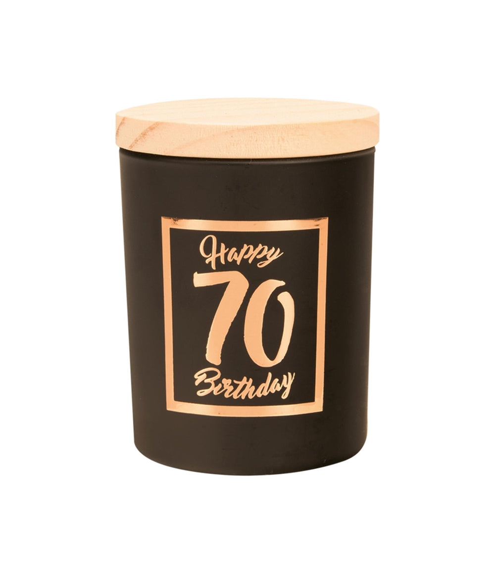 Paperdreams geurkaars klein roze zwart - 70 jaar