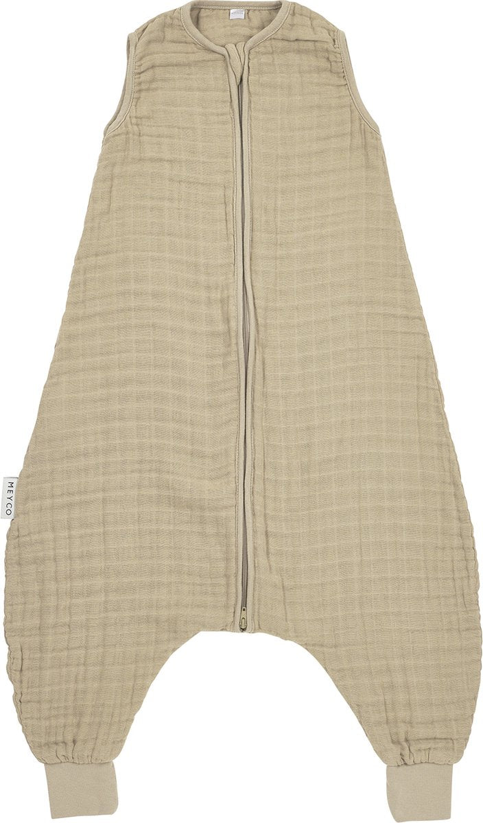 Meyco baby uni baby zomer slaapoverall jumper - pre-washed hydrofiel - sand - 104cm - 0.5 tog