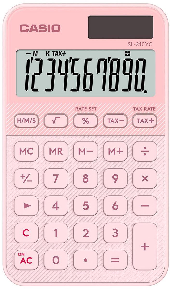 Casio zakrekenmachine lichtroze