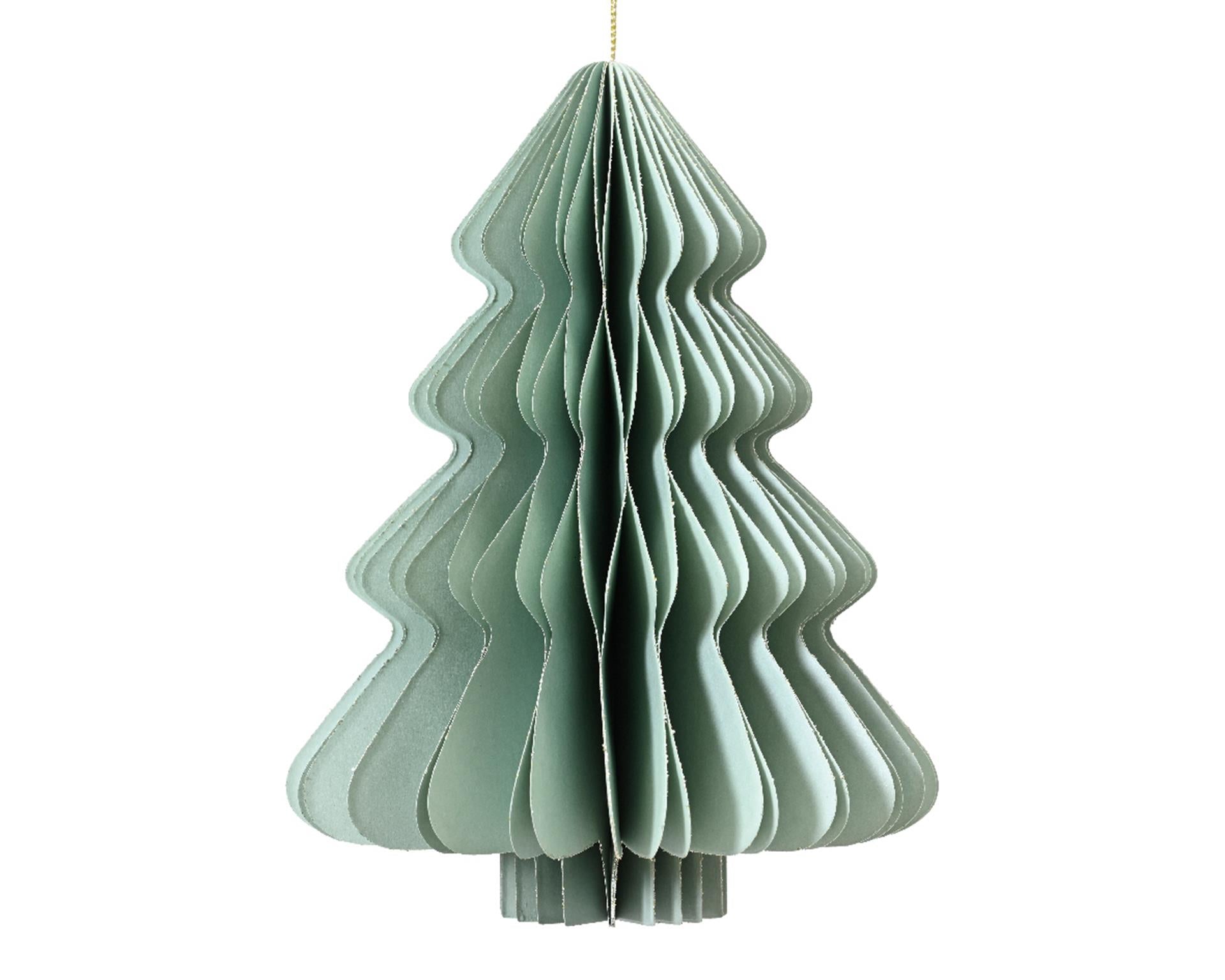 Decoris kersthanger kerstboom papier groen 15cm