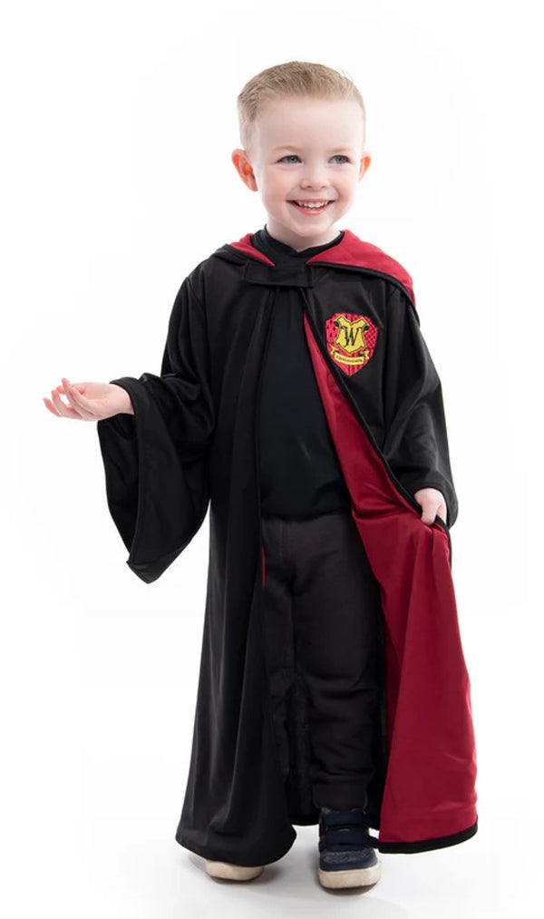 Little adventures - rode tovenaarsmantel met kapuchon - maat l xl (5-9 jaar) 110 140
